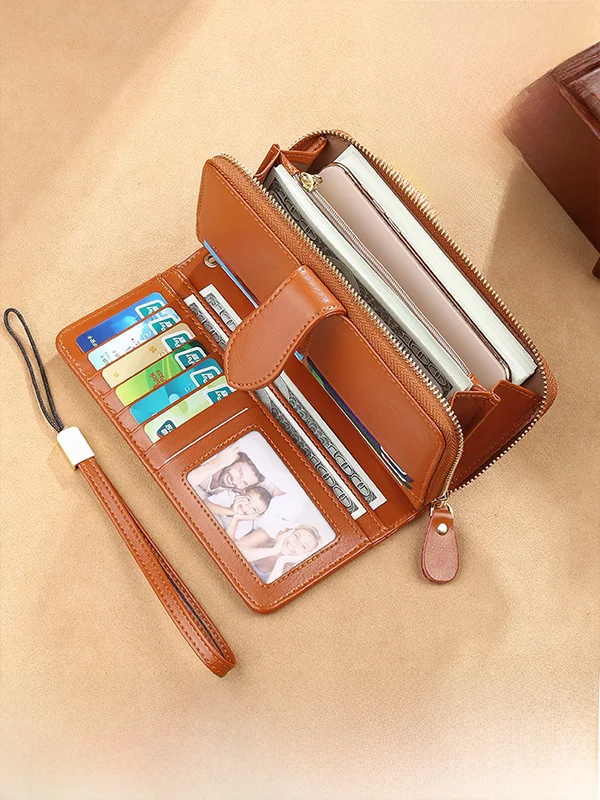 

High Capaci Long Leather Wallet for Women Soft Cowhide Vintage Sle Handbag Anti-Magnetic Large Capaci Card Holder