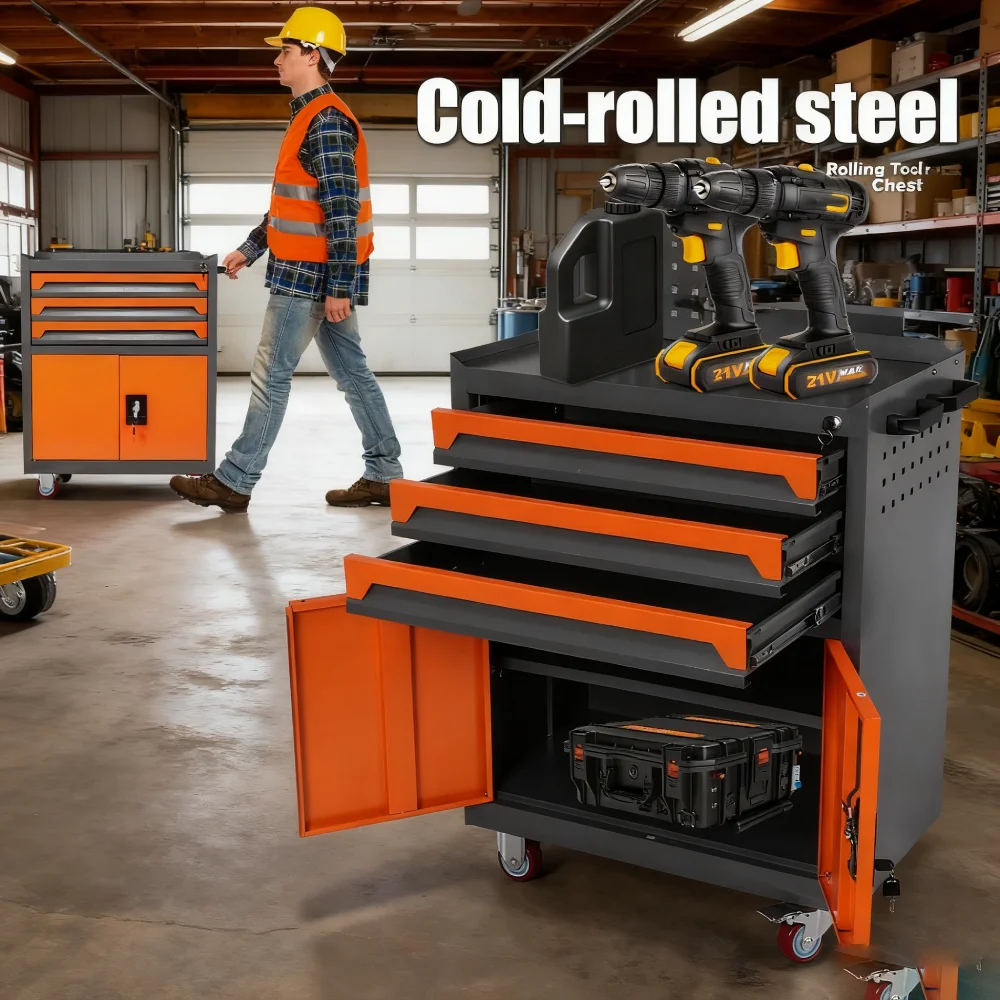

Tool Box Organizer with Drawers Auto Repair Tool Cart Rolling Tool Cart for Workshop Warehouse Garage