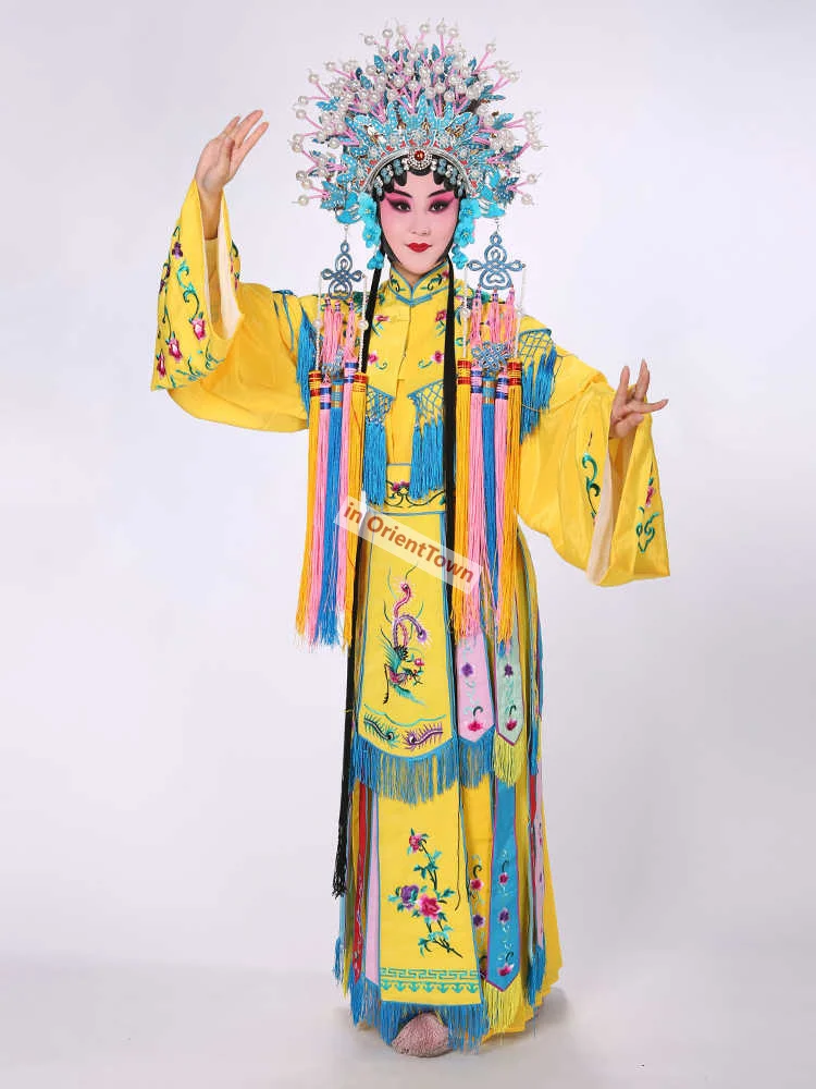 الدراما الإمبراطورية المحظية أوبرا بكين المرحلة زي سيدة في حالة سكر دور قصر ملون الزي الملكة الأميرة الذهبي ورقة الملابس #4