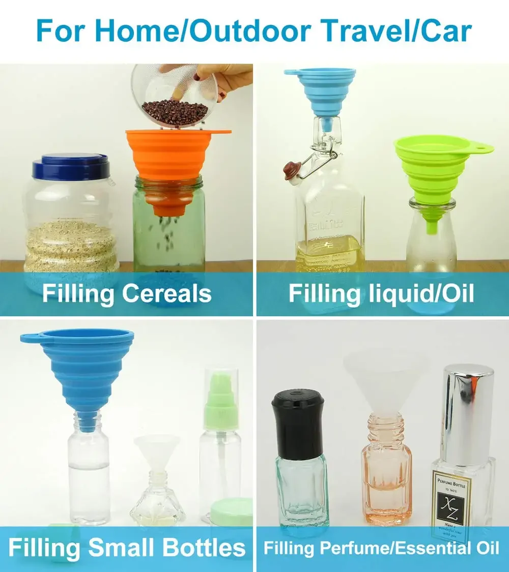 Car Engine Funnel Universal Silicone Funnel For Fluid Change,Foldable Portable Funnel For Auto Engine Oil And Petrol Replacement