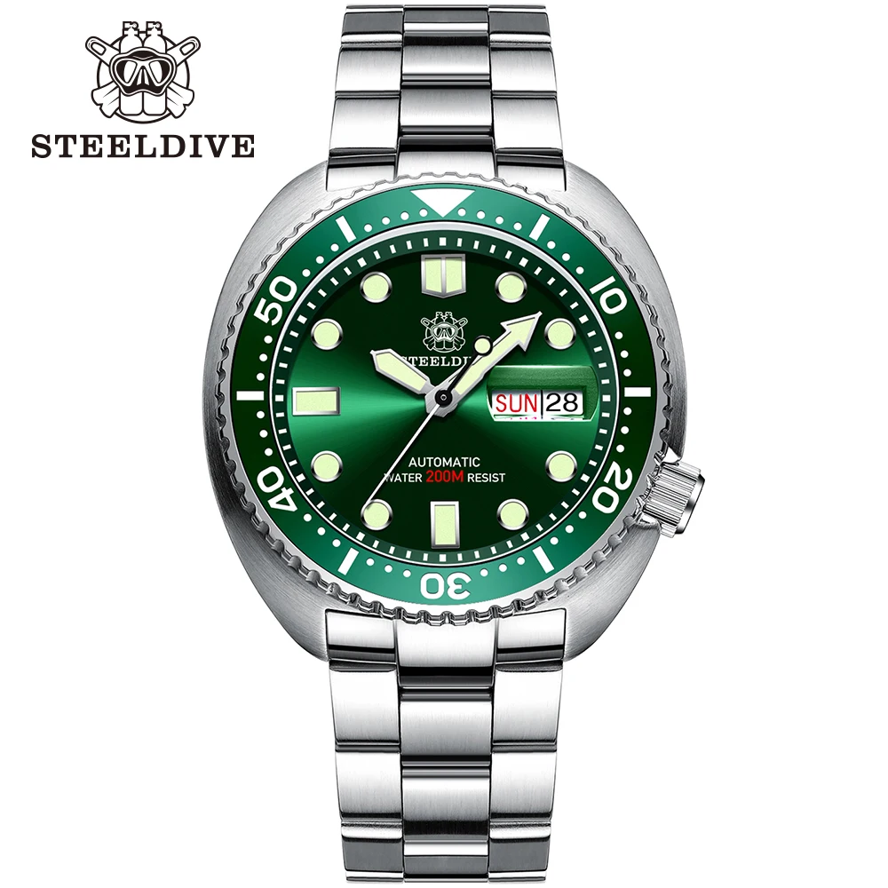 STEELDIVE Rubber Band SD1972 New Arrival Week Display Super Luminous NH36 Automatic Mens Dive Watches with Ceramic Bezel