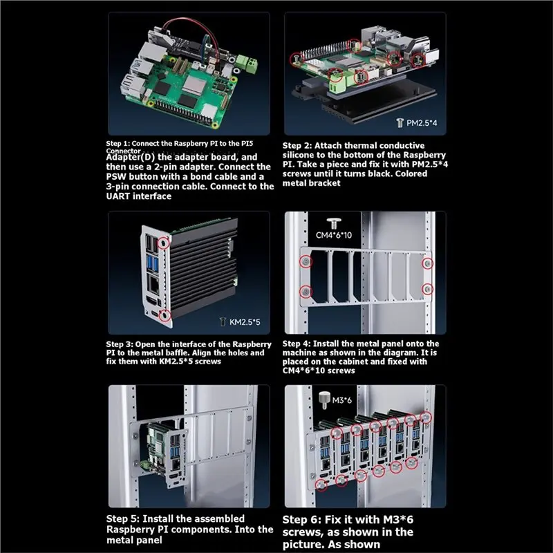 Multi-Function For Raspberry Pi 4/5 For Pirack-M6F Multi-Node Server Cluster Kit 2U Rack Mount Kit