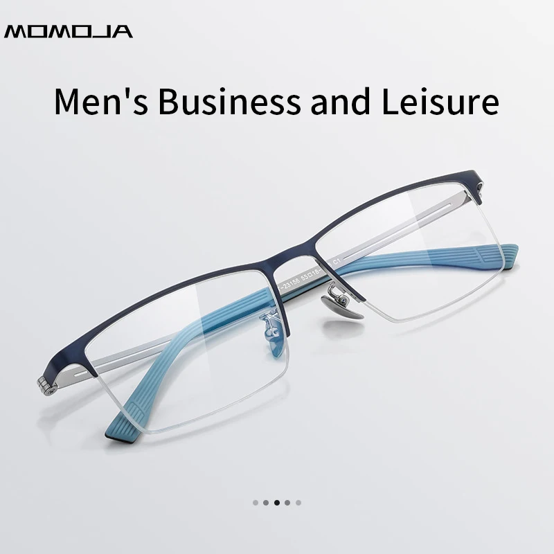 

MOMOJA Ultralight Men's Alloy Half Frame Eyeglasses Frame Business Casual Optical Prescription Comfort Glasses Men 23156ZM