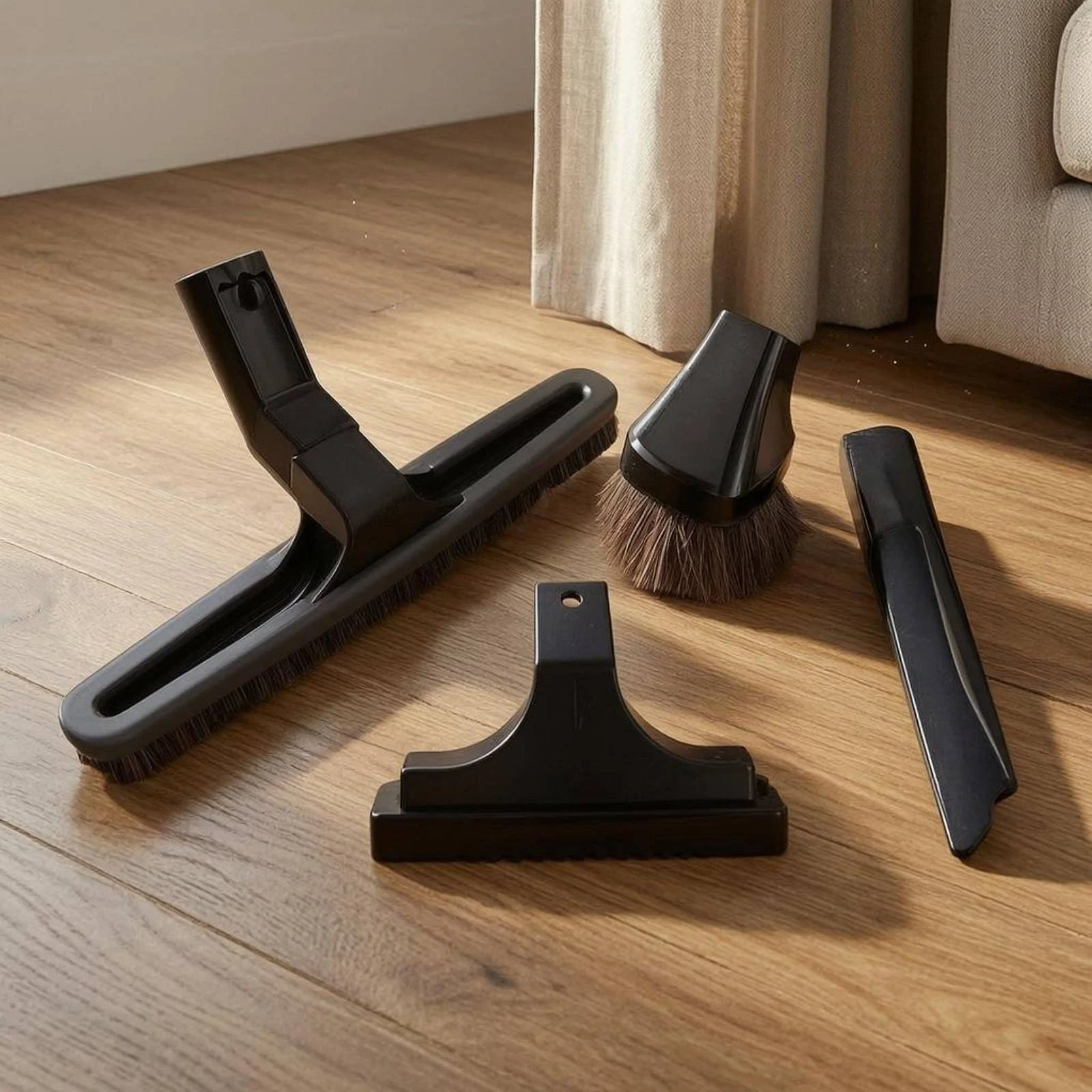 4 Pieces Vacuum Brush Attachment Kit Round Bristles Floor Brush Attachment Crevice Tool Slim Upholstery Nozzle Easy to Use