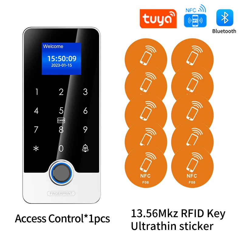Kits de sistema de Control de acceso de cerradura de puerta con pantalla de 1,77 pulgadas, teclado Bluetooth, lector de tarjetas IC RFID, huella