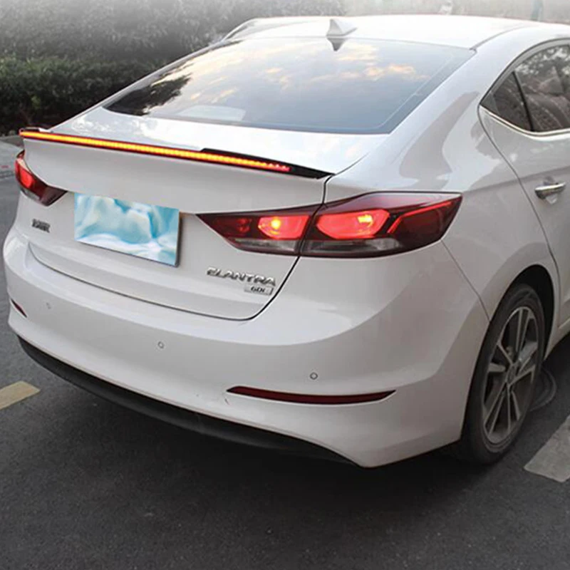 For Long Brake Light Spoiler Accessories Hyundai Elantra Car Trunk ABS Plastic Black Tail Wing Body Kit 2016-2021 Year