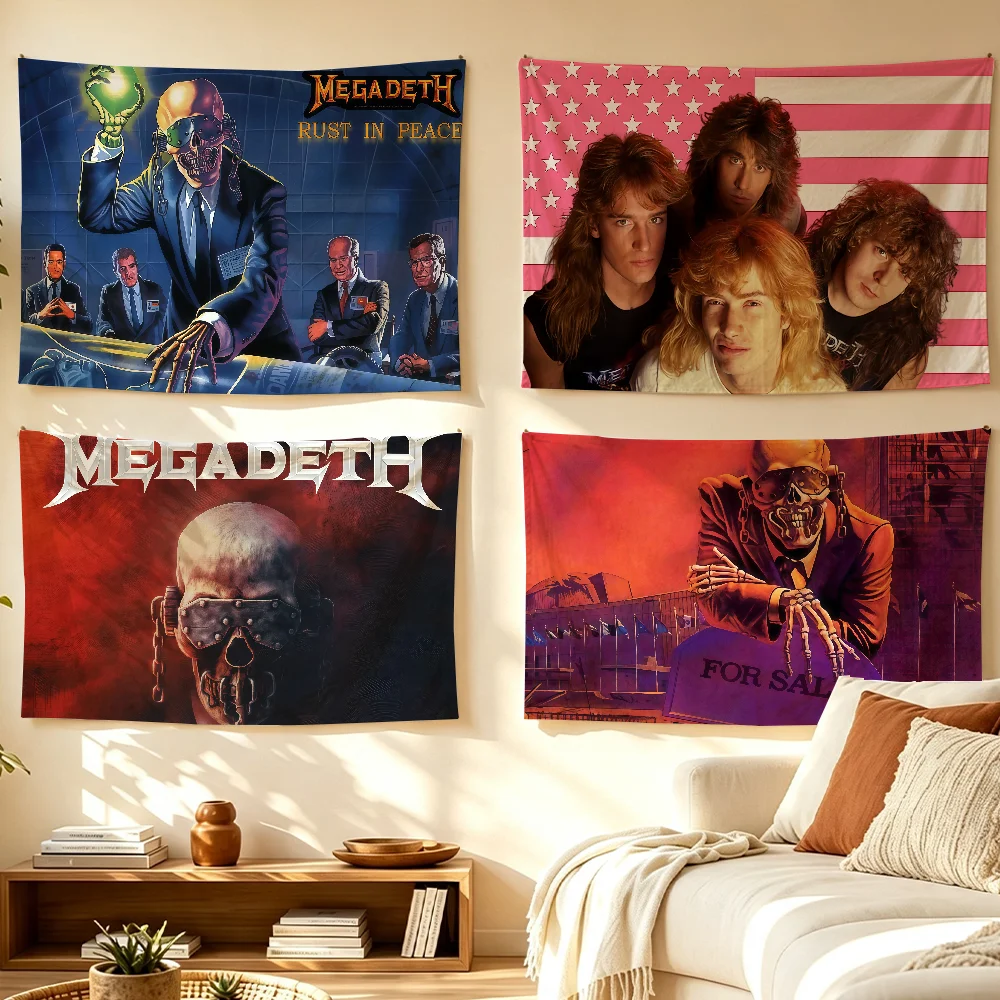 Rock Band M-Megadeth-S flag Room Decoration Wall Tapestry Hanging Aesthetic Bedrooms Advertising Banner