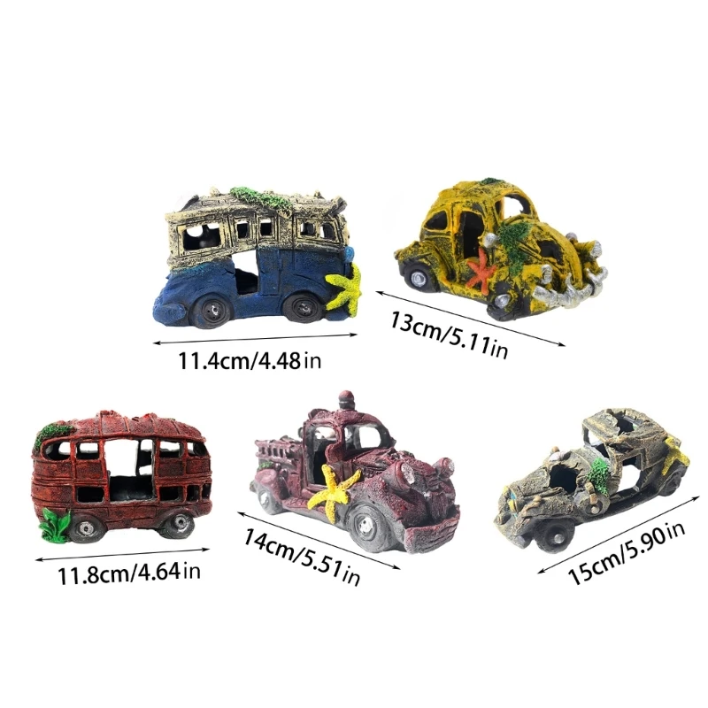 DIY Aquarium Fish Tanks Artificial Resin Car Wreckage Ornament Landscape Decors