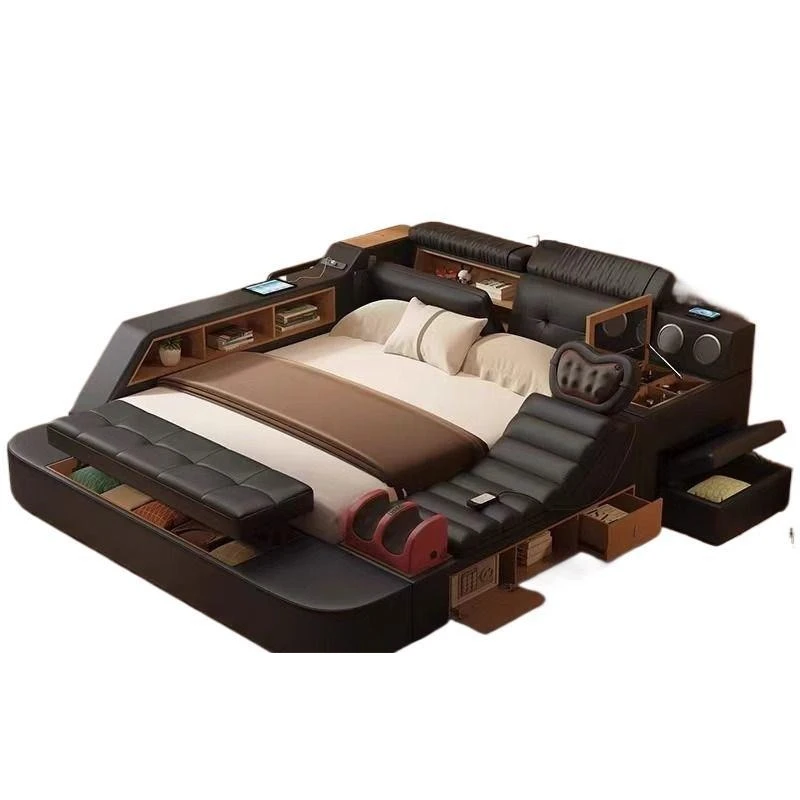 Master bedroom modern simple bed multi-function intelligent projector storage massage double wedding bed