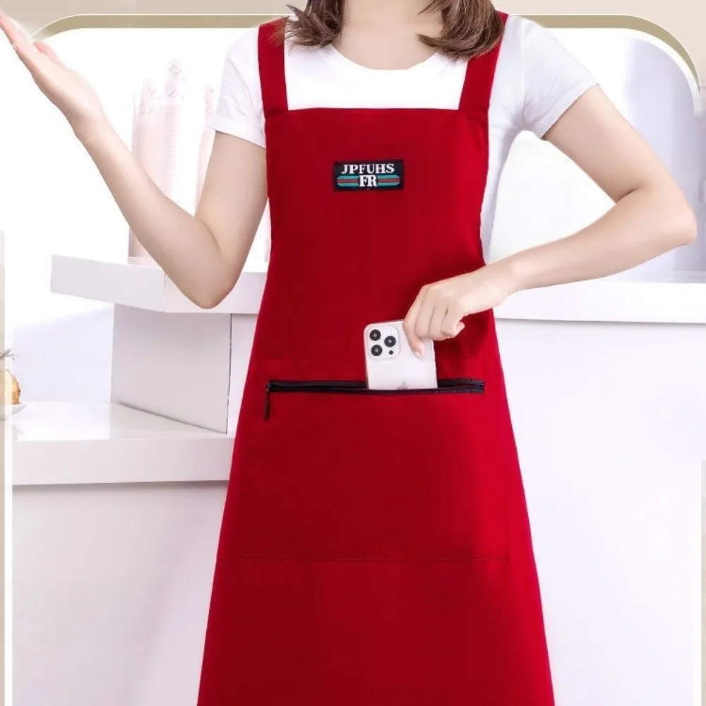 New Waterproof Cooking Apron Large Pockets Oil Proof Baking Aprons Breathable Solid Color Cafe Overalls for Catering Work