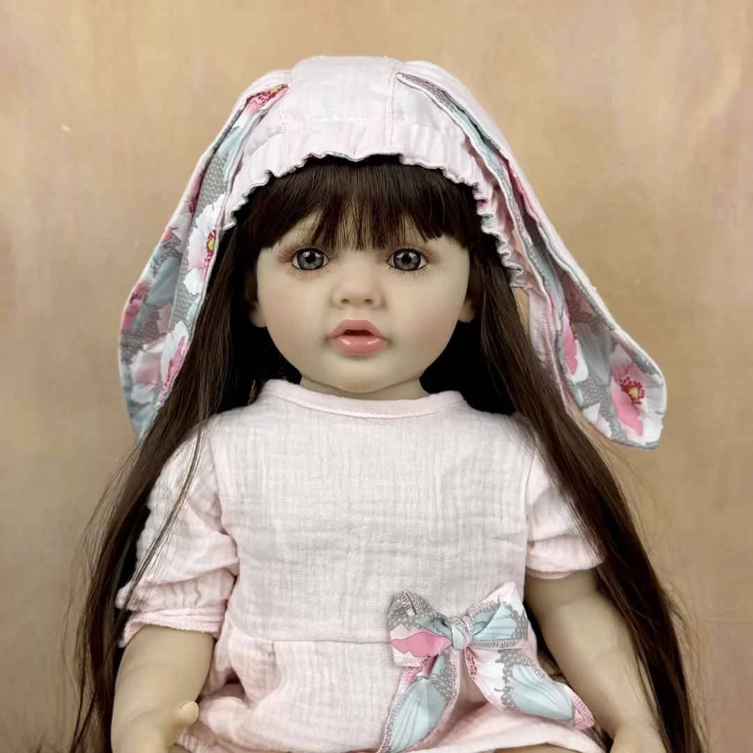دمية بي زي دول 55 سم (22 بوصة) بجسم كامل من الفينيل، دمية أطفال معاد تصنيعها بشعر طويل، أميرة صغيرة، لعبة فنية للعب وارتداء الملابس والاستحمام، هدية عيد ميلاد