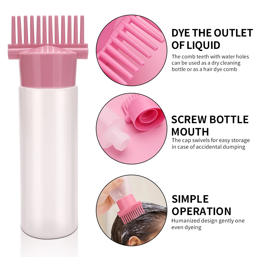 7 Kleuren Haarverf Applicator Borstel Flessen Verven Shampoo Fles Olie Kam Haarverf Fles Applicator Haarkleuring Styling Tool