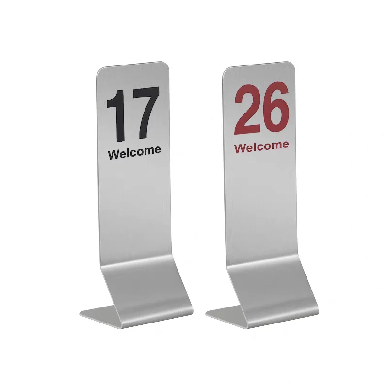 Double Side Stainless Steel Restaurant Seating Number Stand Wedding Table Numbers Place Card Holder Display Stand