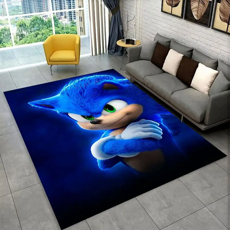 Classic Game S-Sonic Cartoon Non-Slip Area Rug for Living Room,Bedroom,Playroom,Soft Carpet Floor Mat Home Decor Rug Kids Room