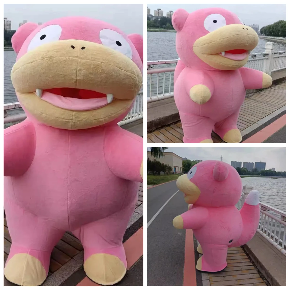 

Potdemiel Pokemon Inflatable Slowpoke Mascot Pink Dumb Beast Costume Character Cosplay Adult Halloween Christmas Party Set