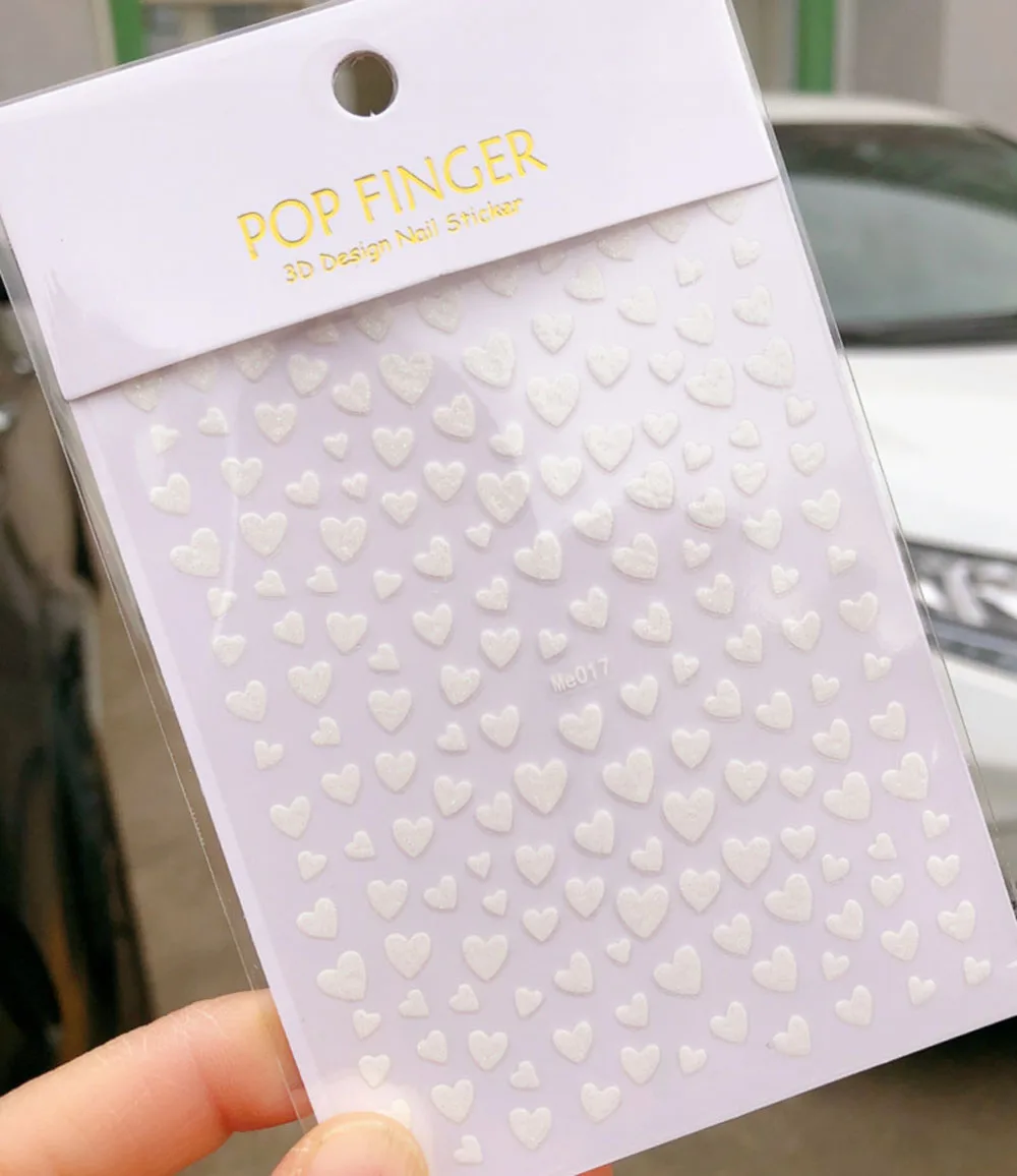 1 hoja de pegatinas 3D para decoración de uñas con forma de corazón, purpurina colorida, deslizador autoadhesivo de amor, calcomanías brillantes, accesorios de manicura, decoraciones para uñas