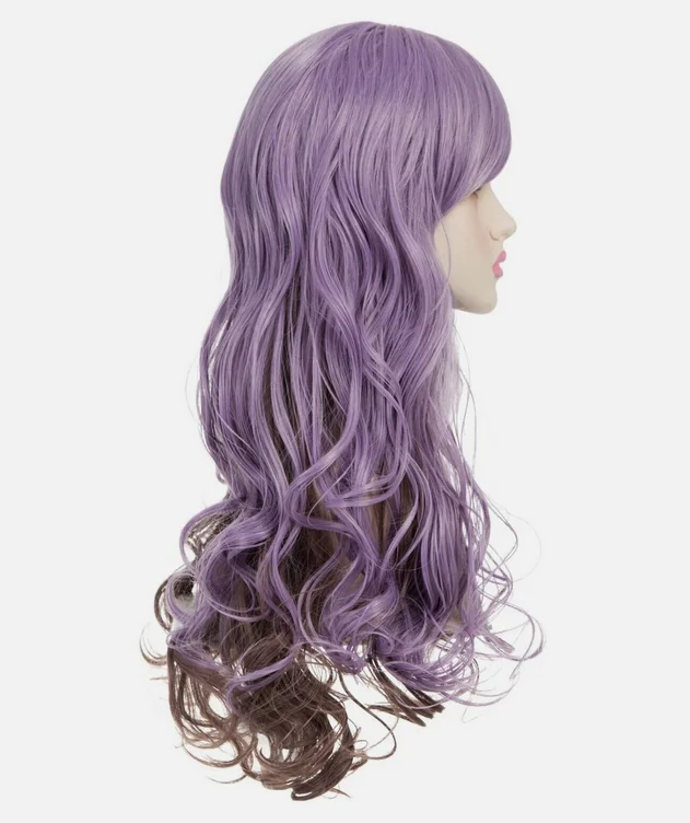 Full Head Long Curly Wave Stunning Charming Curly Costume Wig (Purple)