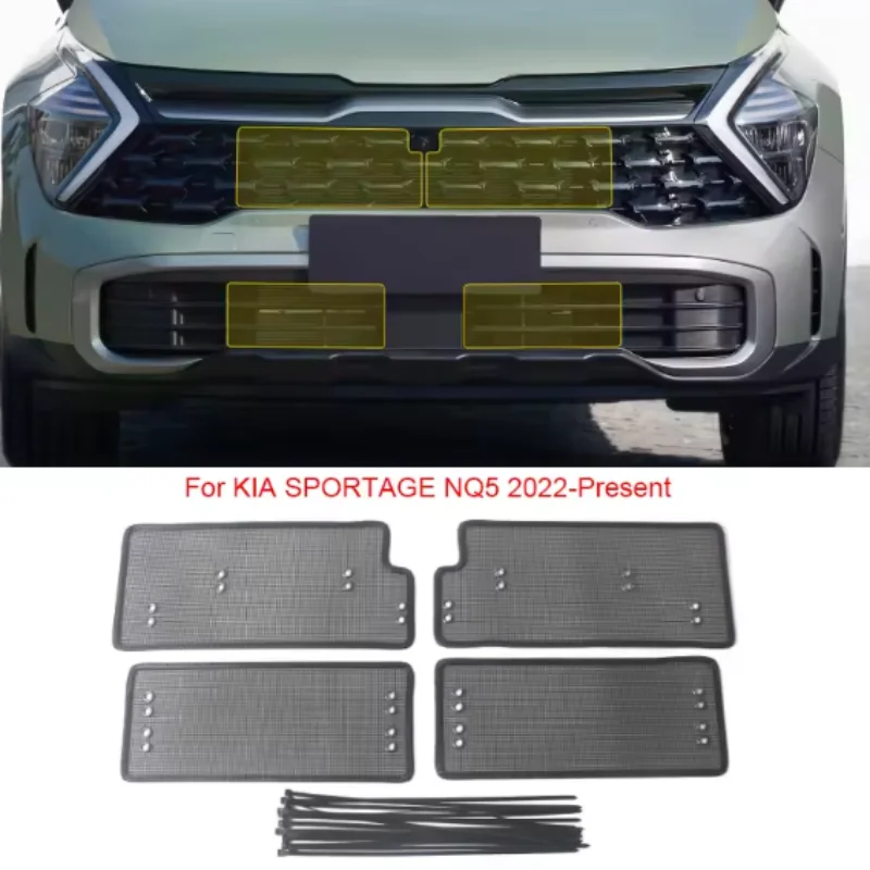 

Car Front Grille Insect Net Screening Insert Mesh Anti Dust Protection Kit Exterior Accessories For Kia Sportage NQ5 2022 - 2024