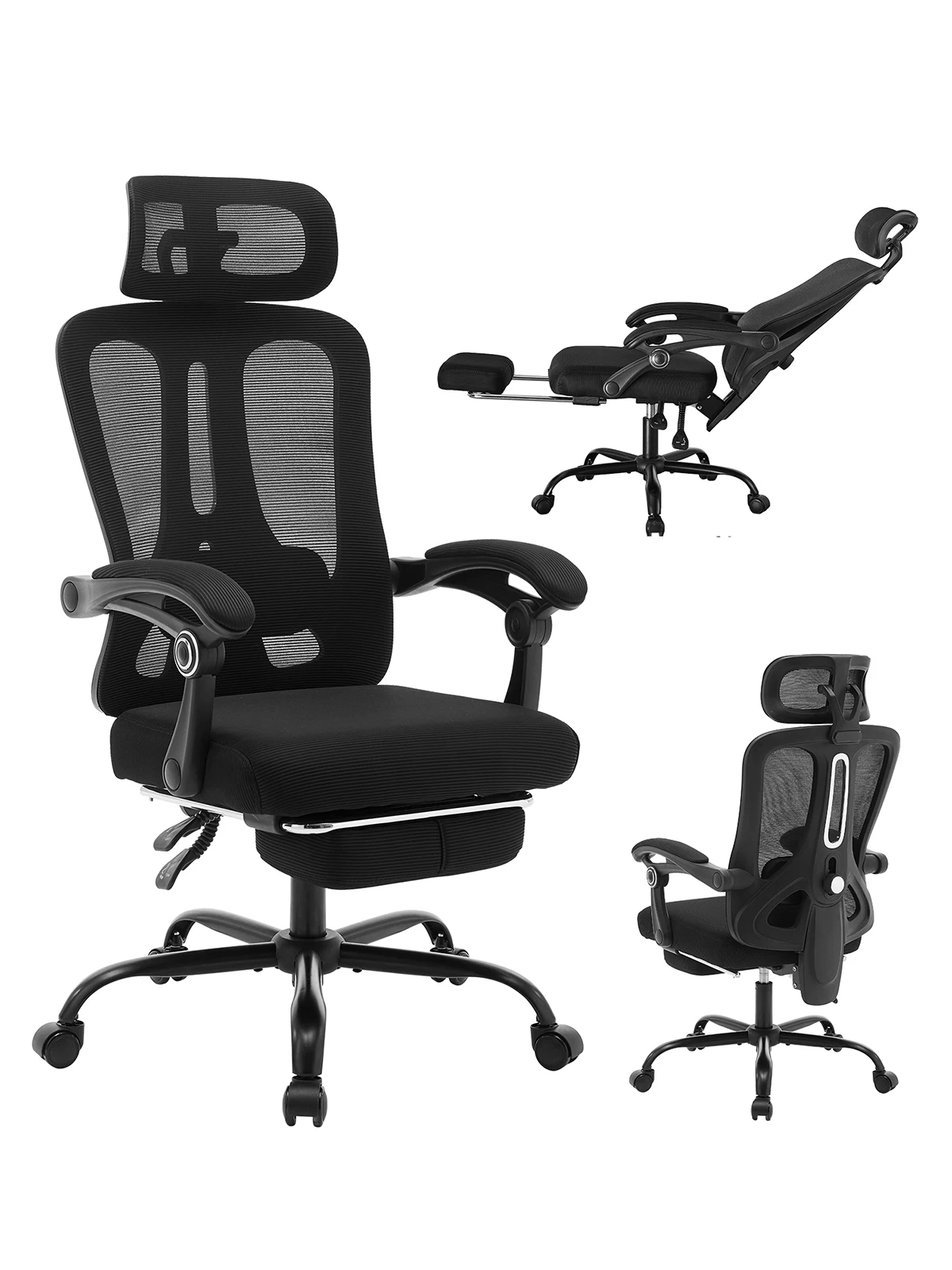 Ergonomische bureaustoel Verstelbare lendensteun Thuis Draaibare bureaustoel met hoofdsteun Voetsteun Mesh Gamingstoelen met hoge rugleuning - afbeelding 2