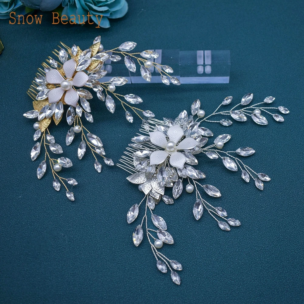 A510  Flower Bridal Hair Comb Wedding Jewelry Handmade Hairpin Bridal Tiaras Wedding Hair Accessories Bridesmaid Head Piece