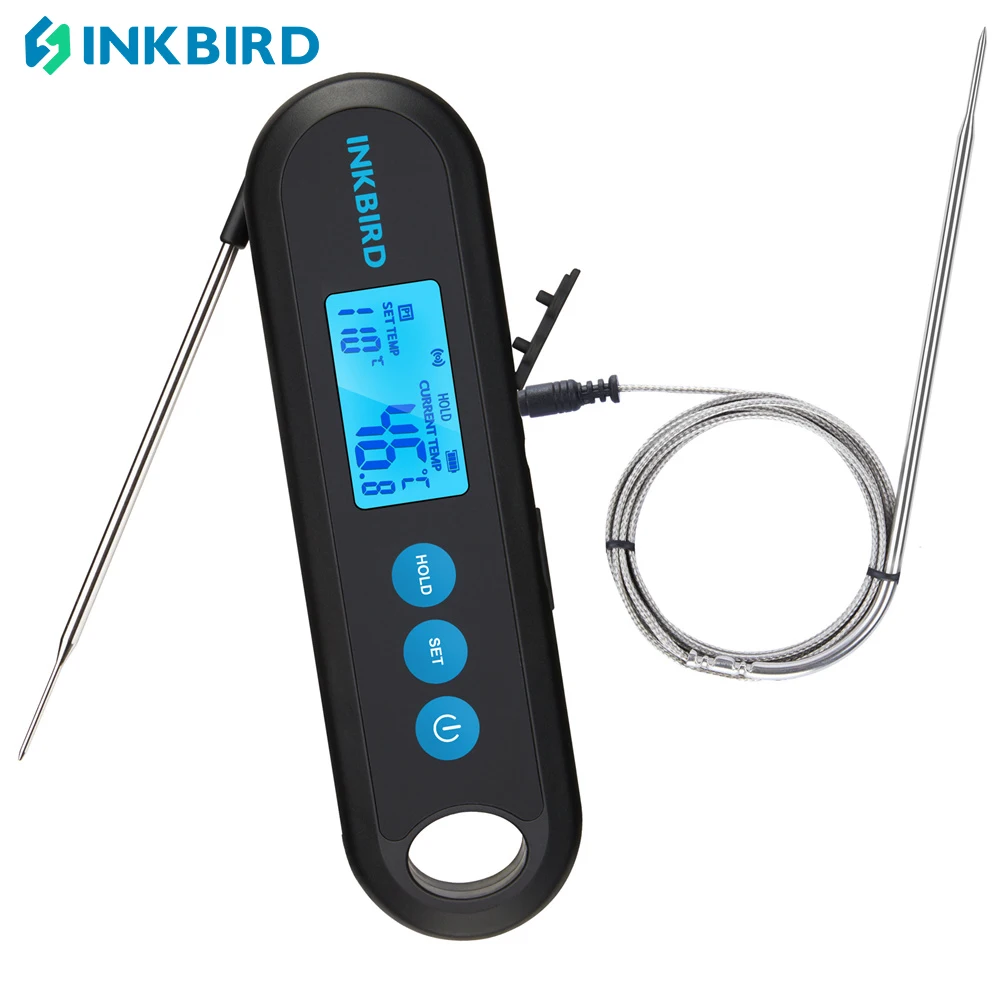 INKBIRD IHT-2PB Digital Bluetooth Meat Thermometer  With 1 External Probe Instant Readout IPX5 Waterproof Rechargeable Free APP