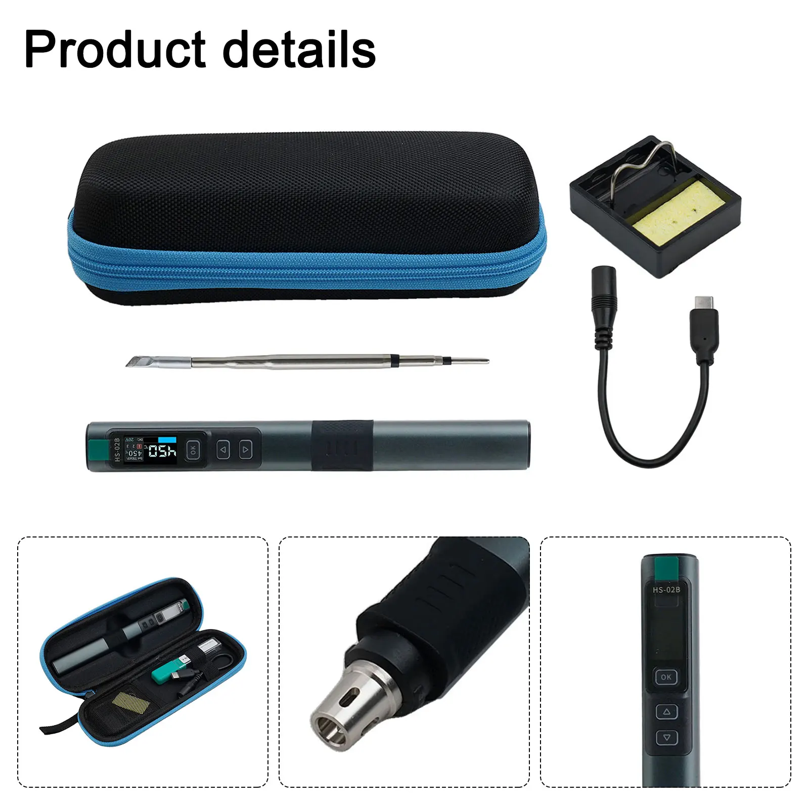 For FNIRSI HS02B For Smart Electric Soldering Iron PD 100W Constant Temperature Kits Hand Tools Power Tools Accessories