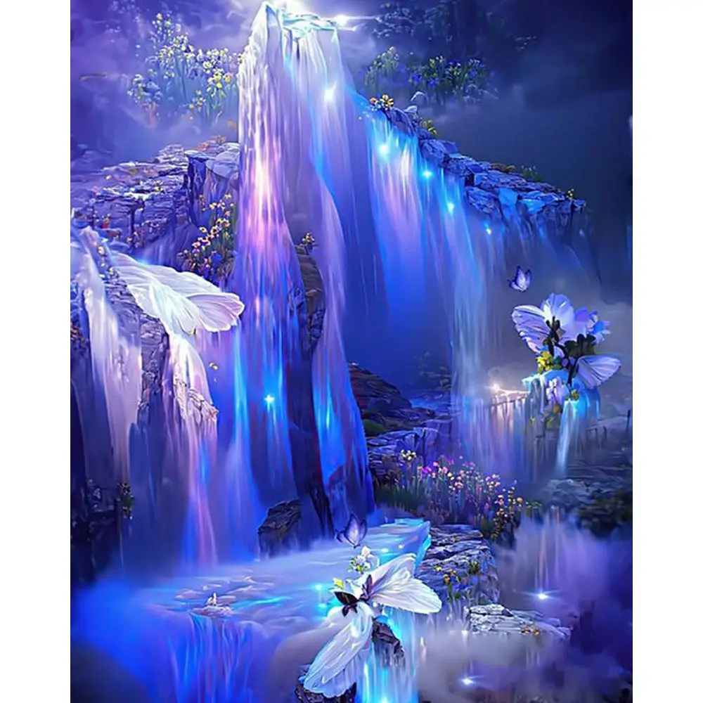 

RUOPOTY Oil Painting By Numbers Colorful Flowing Water Diy Coloring By Numbers Painting Home Decor