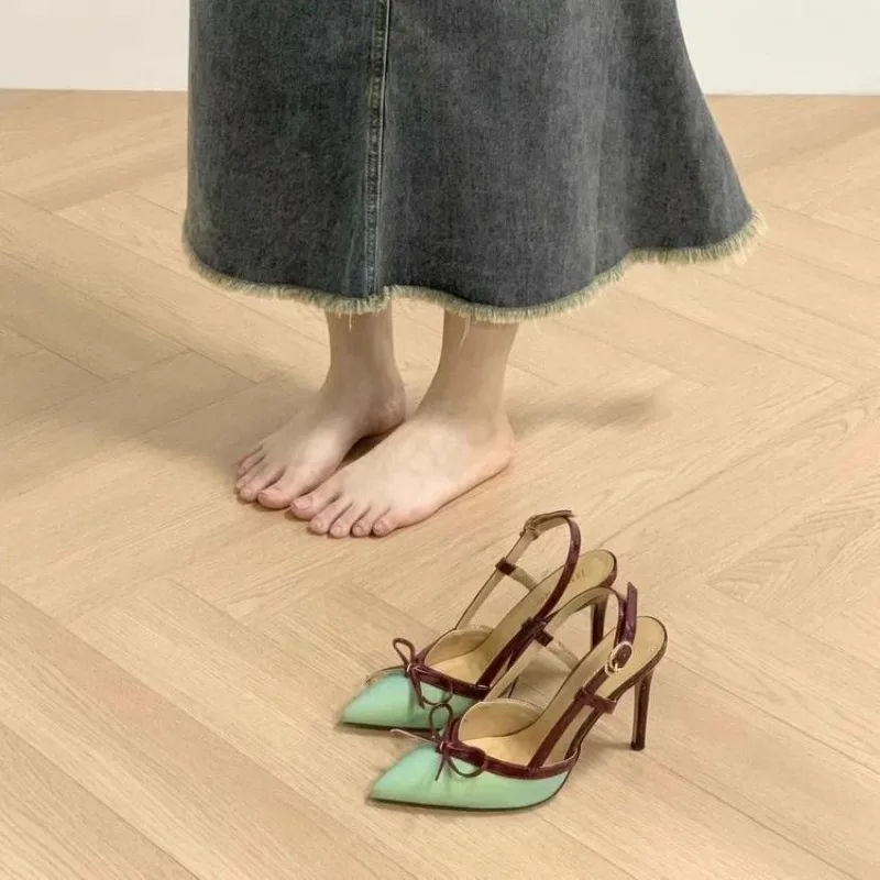 

Bow Shallow Sexy Women Shoes Pointed Toe High Heels Women Slingback Sandals 2025 Trend Fashion Pumps Dress Party Zapatos Ladies