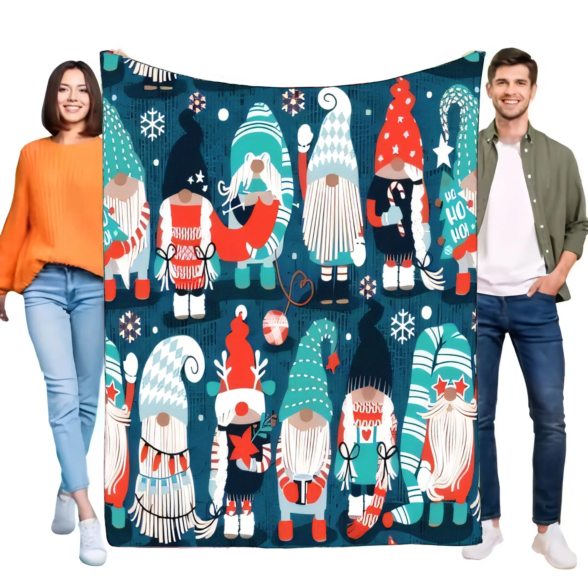 Cozy Holiday Gnome Blanket Cute Soft Throw for Sofa Bed, Perfect for Home Decor, Lightweight and Warm Winter Gift for Friends an