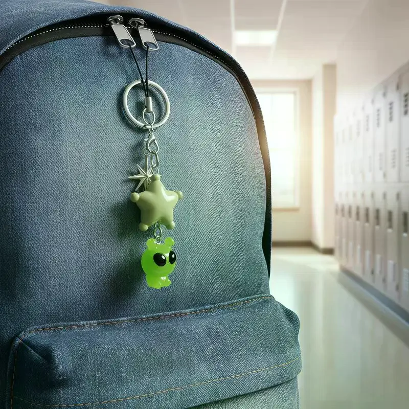 Cute Big Eyes Alien Keychain Mobile Phone Lanyard Bag Charm Backpacks Purses Pendant Party Gift Creative Small Pendant