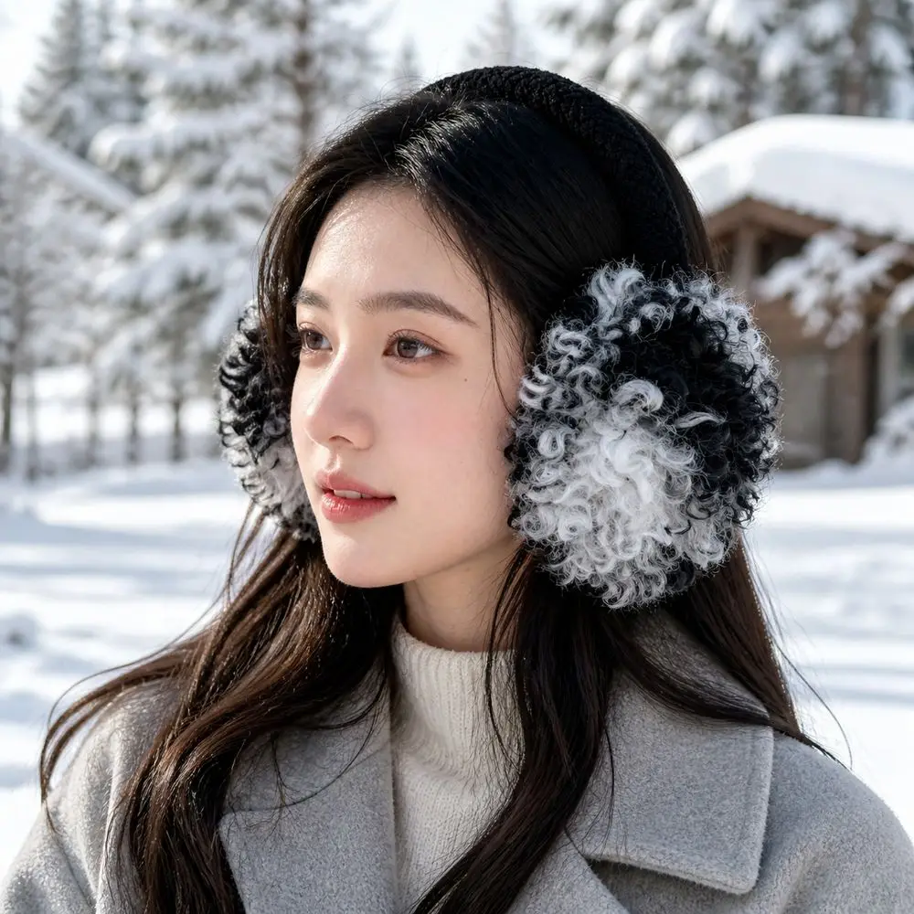 New Foldable Earmuffs Curly Faux Fur Knitted Headband Faux Fur Earmuffs Warm Ear Coverage Soft Winter Earmuffs