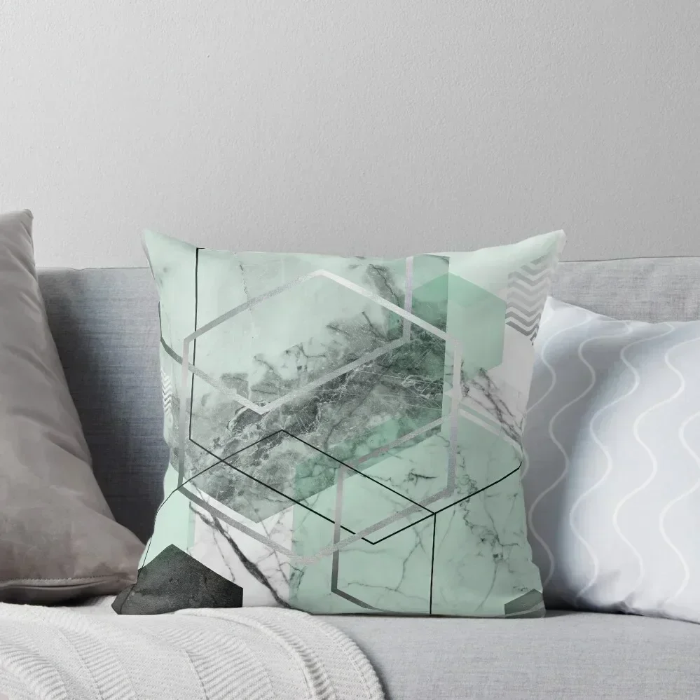 

Geometric Hexagons in Mint Green Throw Pillow pillows decor home pillow pillowcase christmas pillowcases pillow