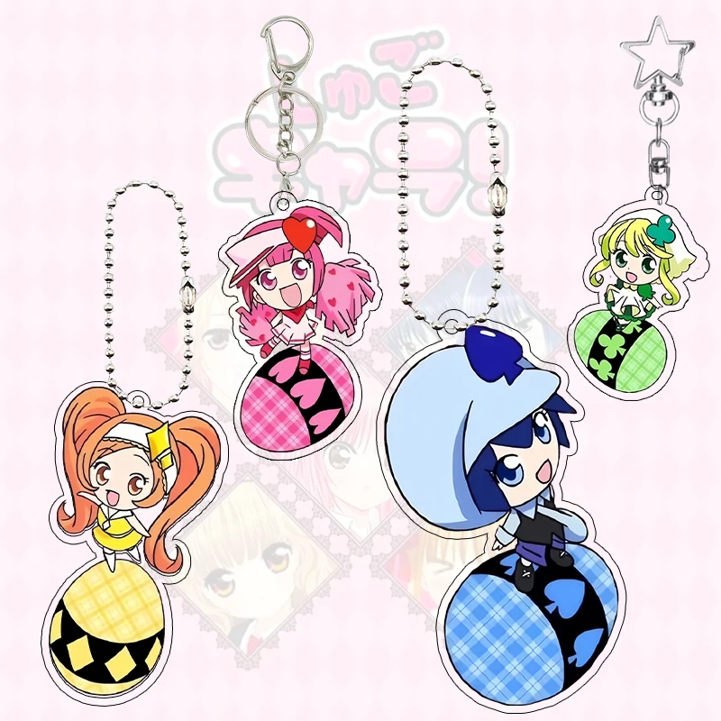 Kawaii Shugo Chara figura de Anime llavero acrílico corazón femenino dibujos animados lindo Hinamori Amu huevo llavero encanto estudiantes regalos Juguetes