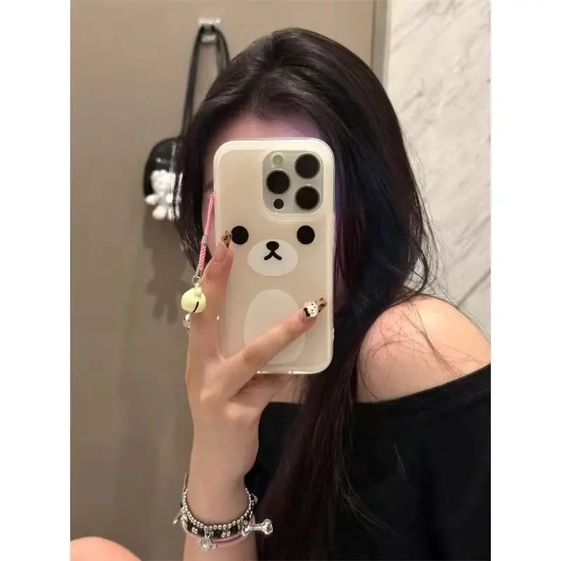 Cartoon cute Rilakkuma white brown bear suitable for iPhone16promax mobile phone case 15Plus 14 iPhone xsmax mobile phone case - náhled 3