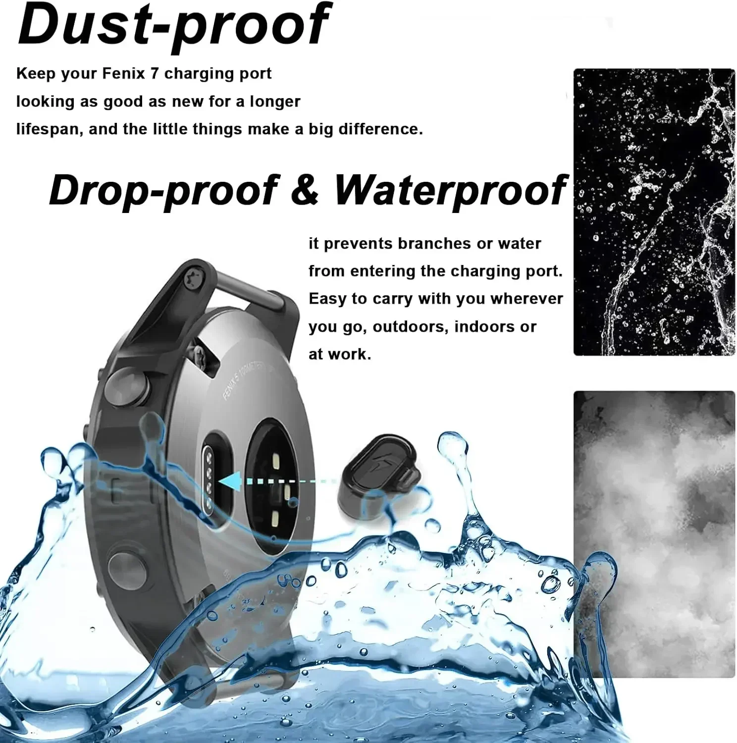 Tappo di protezione della custodia con tappo antipolvere in TPU per Garmin Fenix 8 8X 7 Pro 7X 6X Pro Enduro 2 Tactix 7 Pro Porta di ricarica Copertura antipolvere