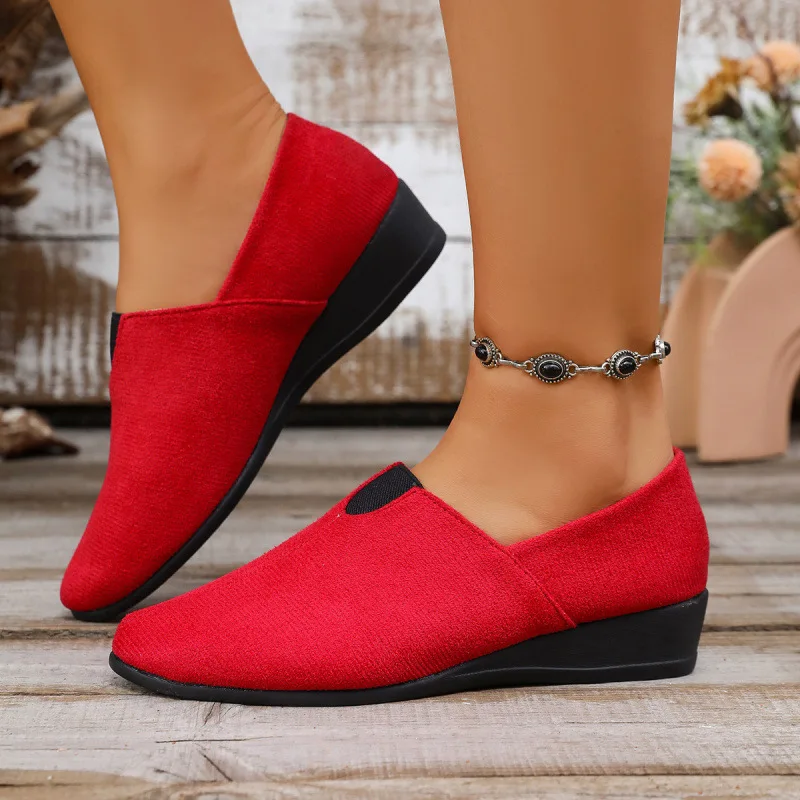 

2025 Autumn Winter New Women's Slip On Loafers, Chunky Low Heel Pointed Toe Casual Shoes, Large Sizes Available Slip-Resistant