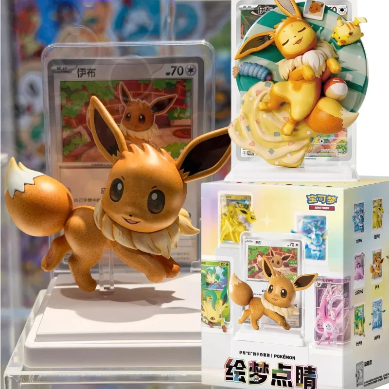 Neue Original Pokémon TCG: Gemalte Träume zum Leben erweckt – Eeveelution Figurenset Blind Box Vol.3 Kartensammlung Modellspielzeug Geschenk
