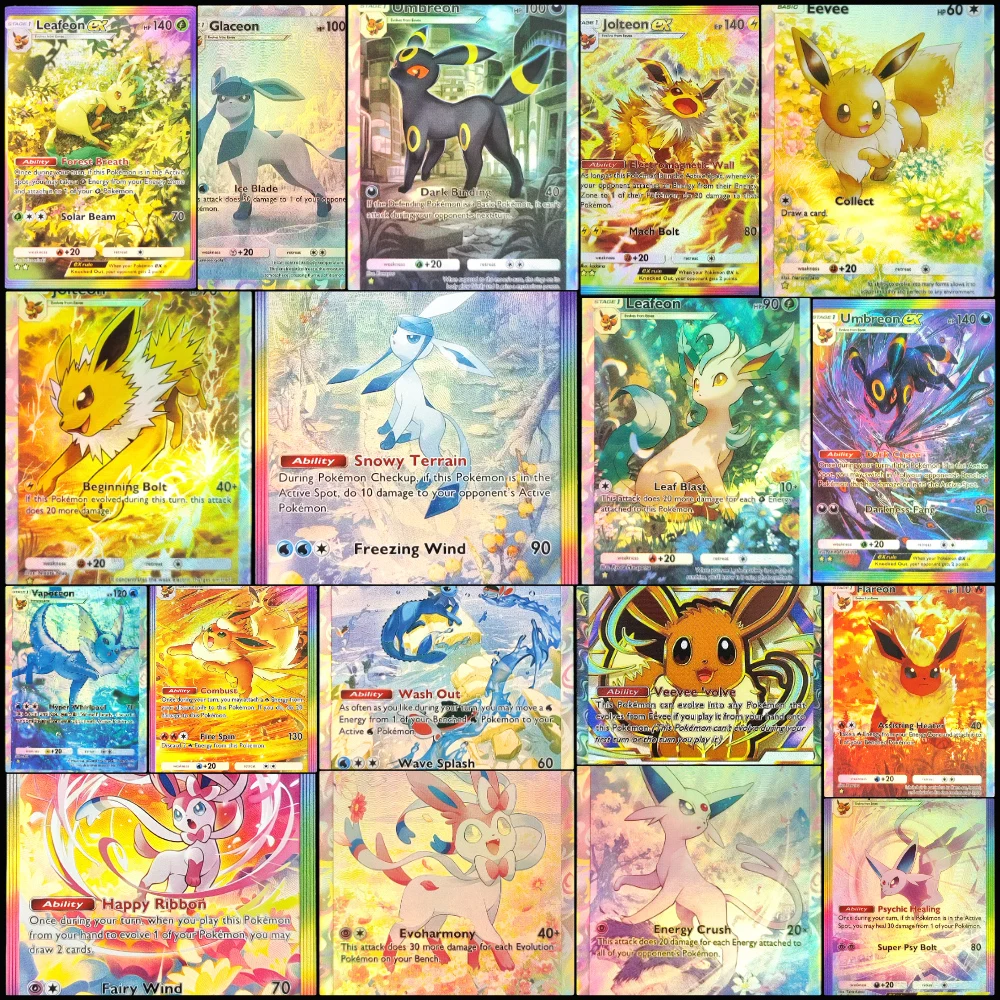 

DIY TCG Pocket Eeveelution Eevee Vaporeon Flareon Umbreon Espeon Leafeon Glaceon Sylveon Jolteon Игровая коллекция Игрушка-флеш-карта