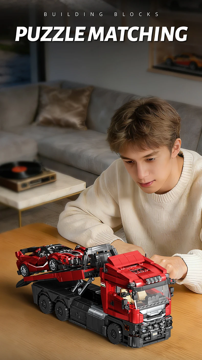 Technische Bausteine LKW-Sets Anhänger Autos Transportfahrzeug Kreative MOC Bauspielzeuge Geburtstagsgeschenke für Erwachsene 1728 Teile Modell – Detail 7
