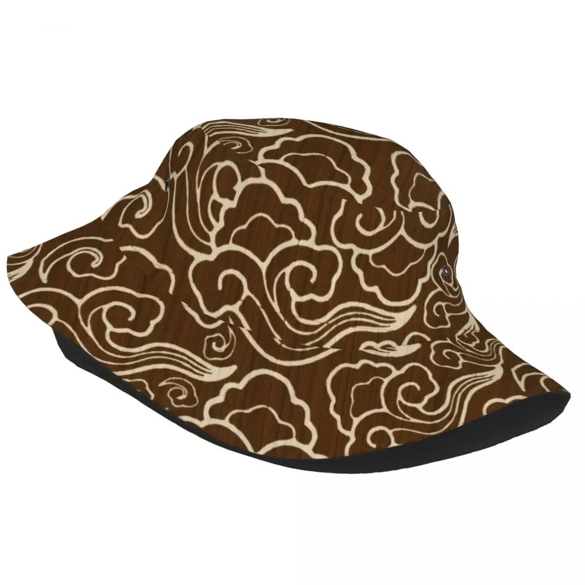 Custom Retro Japanese Clouds Bucket Hat For Women Men Printed Taupe Brown Cloud Summer Beach Sun Taupe Brown Cloud Fisherman Cap