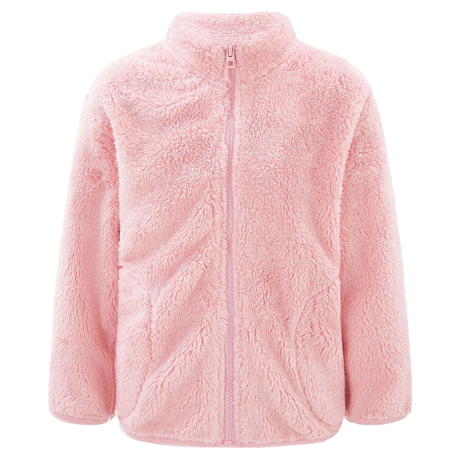 

2022 Autumn Winter Girls Boys Casual Soft Warm Long Sleeve Coat Baby Kids Children Fleece Jacket Plush Zipper Closure Outerwear