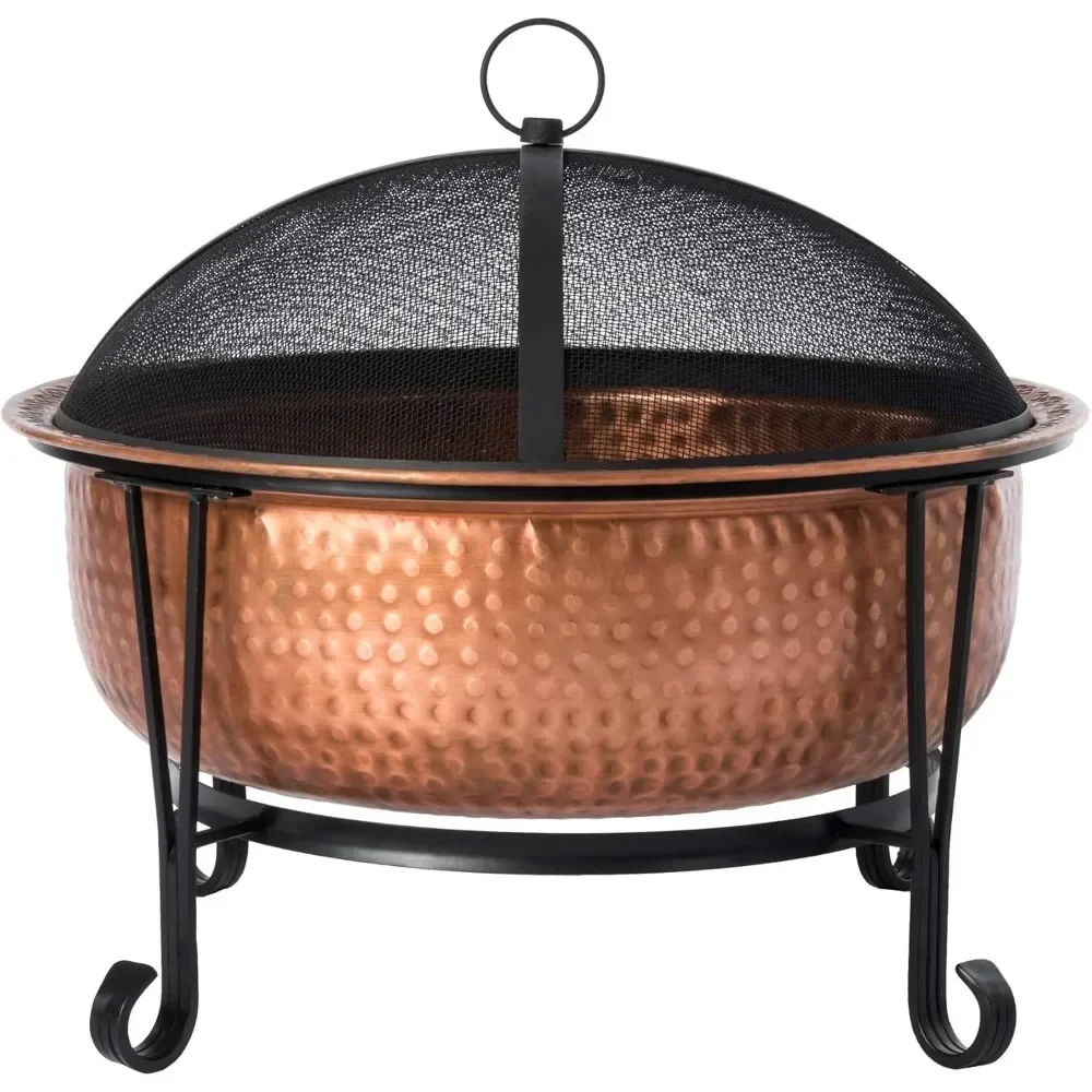 Copper with Steel Stand Wood Burning Lightweight Portable Outdoor Firepit Included Mesh Spark Screen