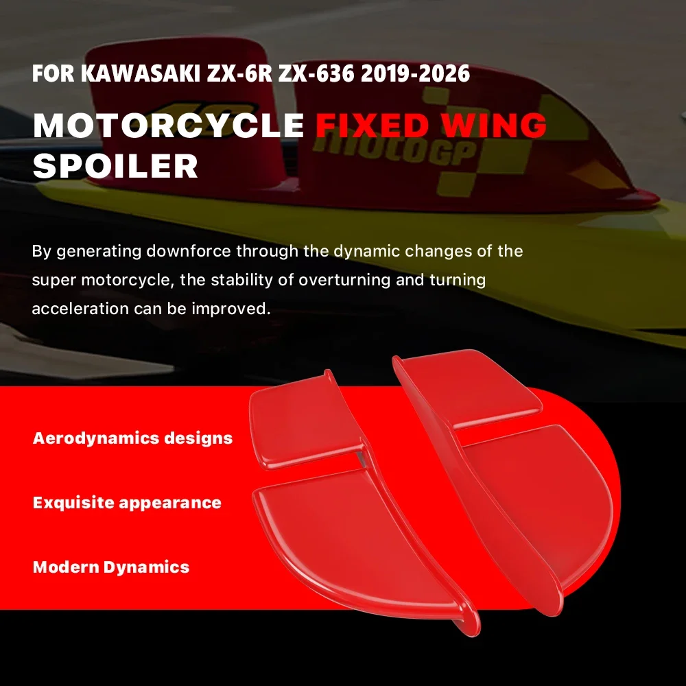 

Motorcycle Aerodynamic Spoiler Rear Fixed Wing Suitable For Kawasaki ZX-6R ZX636 2019-2026 New ABS Accessory Rear Side Wing
