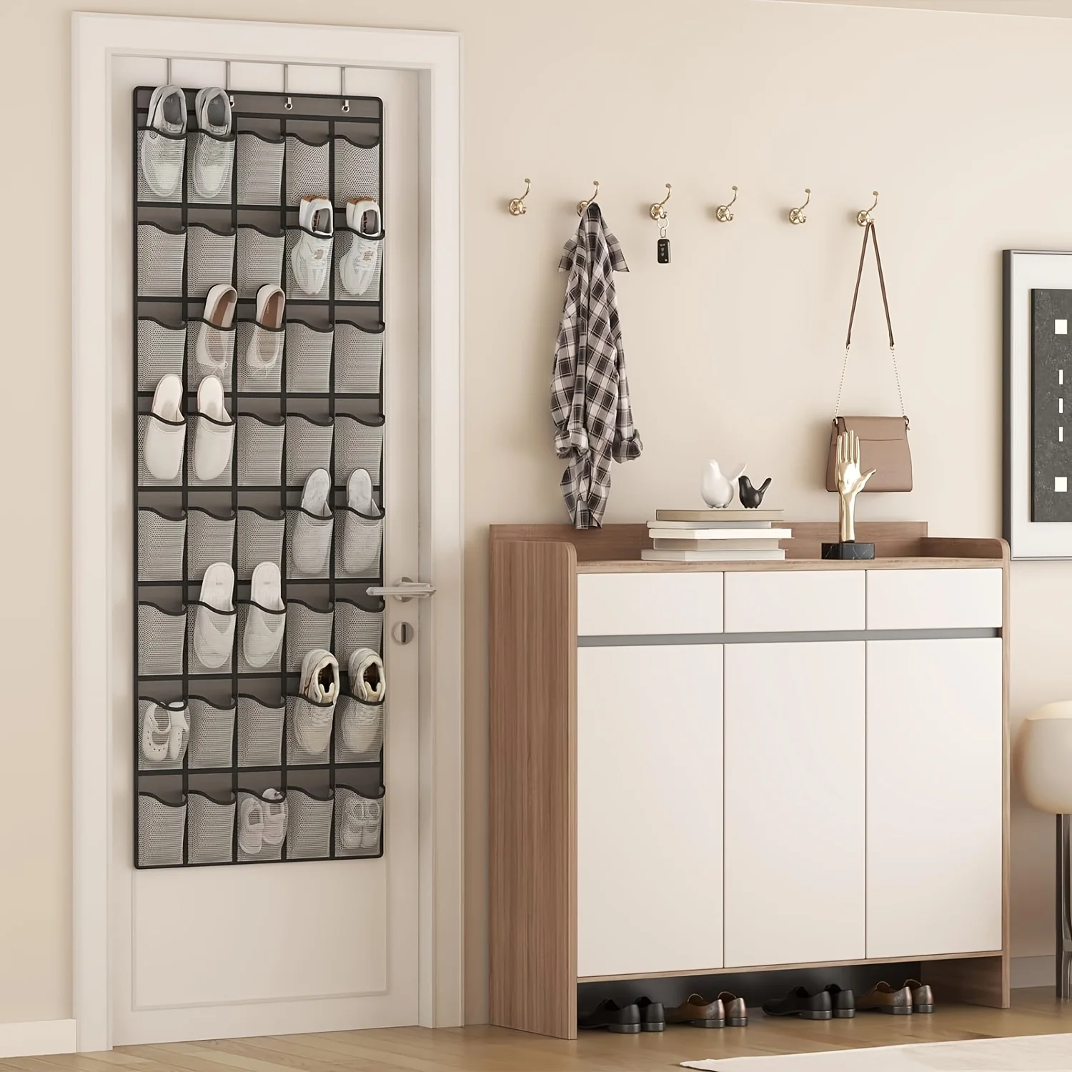 

Shoe storage rack mesh pocket, suitable for wardrobe entrance, bedroom, bathroom, food storage room