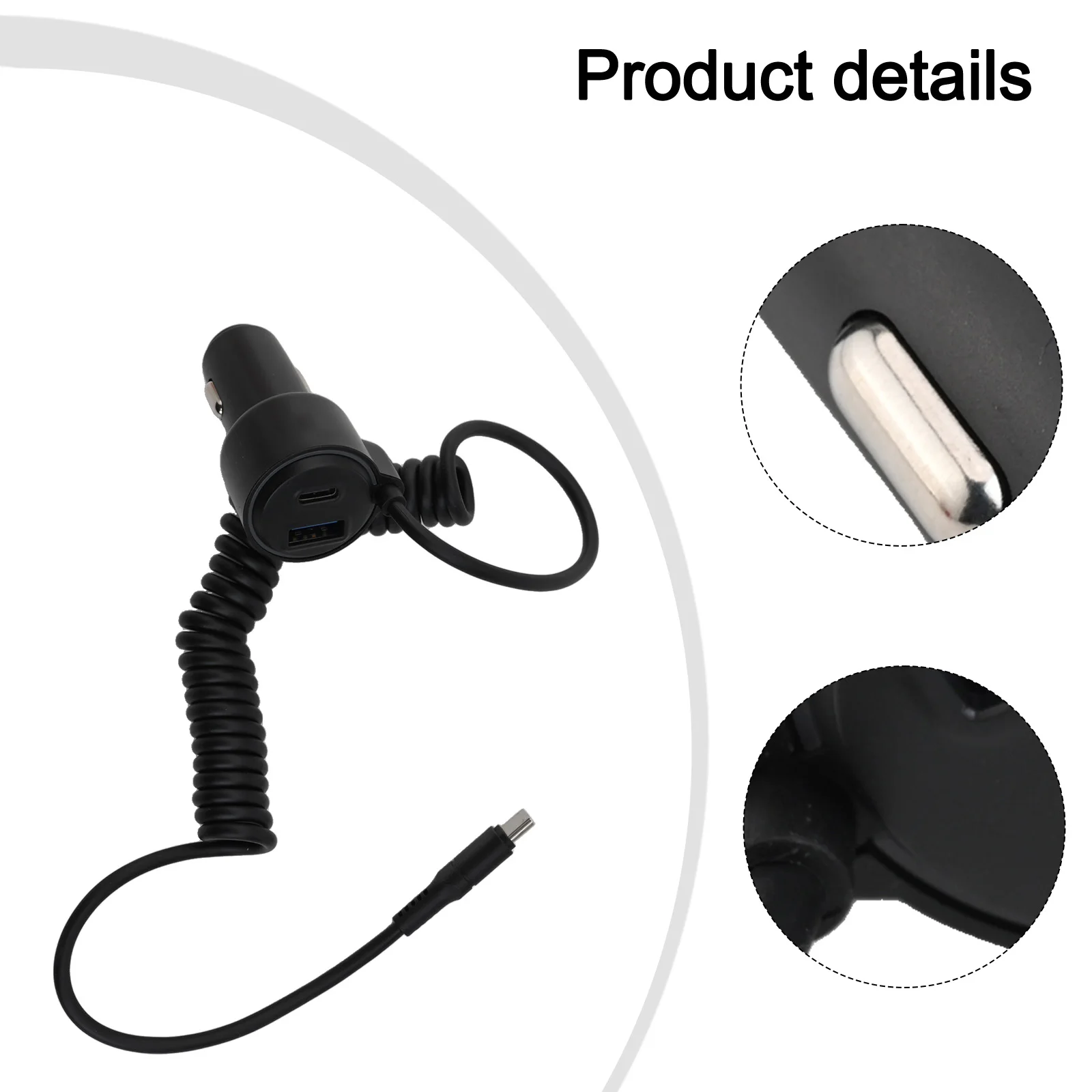 75W USB C Car Charger Multiple Device Charger Coiled Cable Charger 75W Car Charger Built-in for smart Chip Compatible With