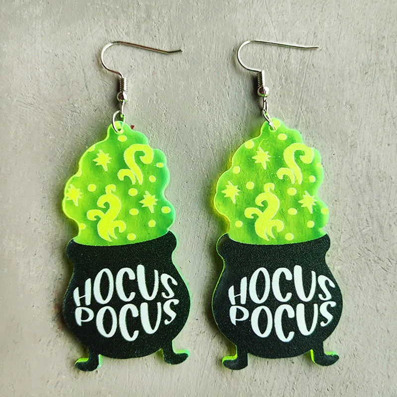 Horror Halloween Earrings Skull Alien UFO Witch Stove Fluorescent Acrylic Earrings For Women Wholesale