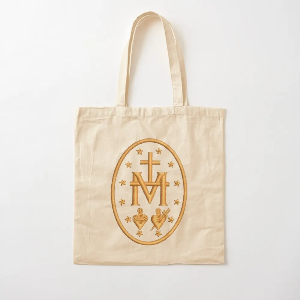 Miraculous medal embroidery Tote Bag tote bag eco bag folding