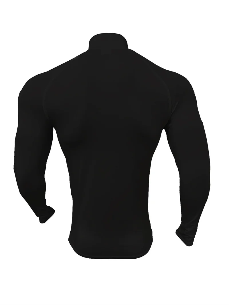 Fitness Compression Sport T-shirt Gym Running Exercise Elastic Long Sleeves Sweatshirt half zip High neck Tops men Tight T-shirt image 6