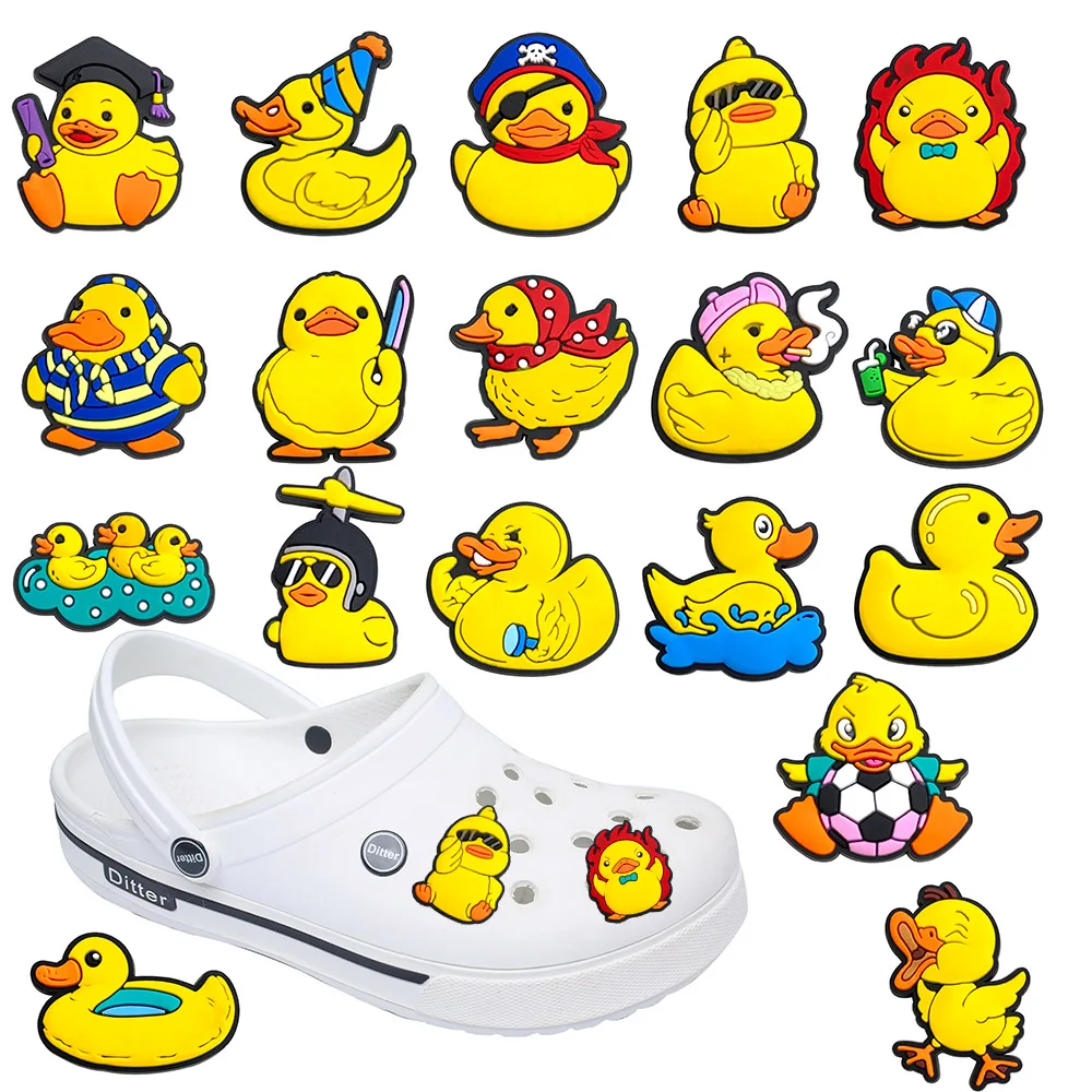 

Single Sale 1pcs Yellow Duck Animal series Shoe Charms Accessories Decorations PVC Classic Buckle for Kids Party Xmas Gifts