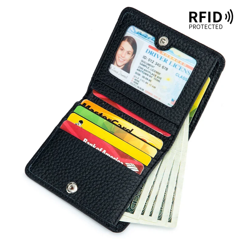 Western Multifunctional RFID Cowhide Leather Women Wallet Large Capacity Card Holder Purse for Ladies
